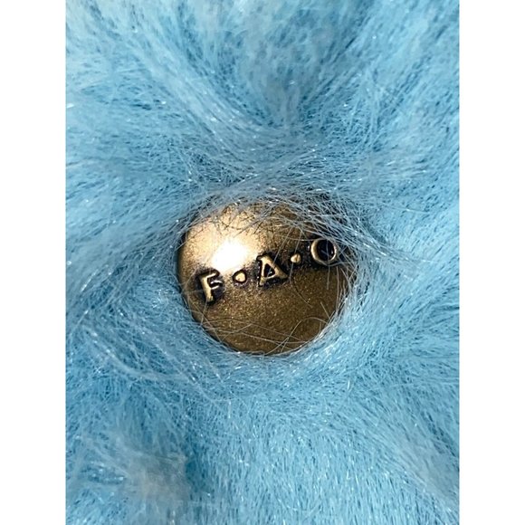 FAO Schwarz Bunny Rabbit Blue Plush Stuffed Animal Rainbow Pom Pom Tail Round - Picture 5 of 8